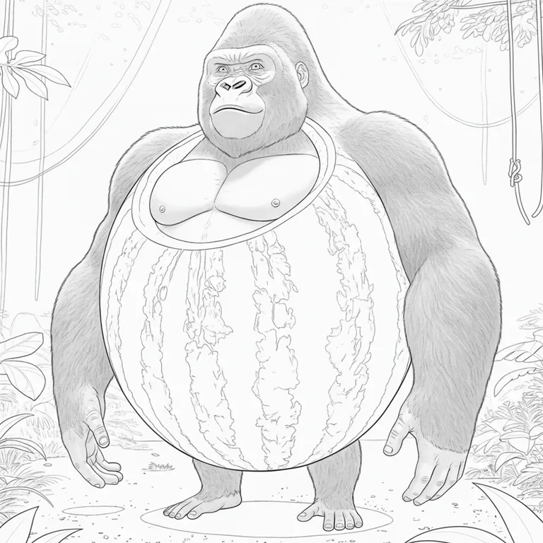 Gorillo Watermellondrillo 색칠 페이지